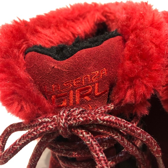 Red Suede & Faux Fur Hiking / Fashion Boot - Picture 2 of 5